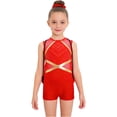 thumbnail image 1 of TTAO Girls Sparkly Ballet Dance Set 4-Piece Gymnastics Bundle Sleeveless Rhinestone Leotard with Shorts Outfits Gift Set A Red 8, 1 of 5