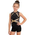 thumbnail image 1 of TTAO Girls Sparkly Ballet Dance Set 4-Piece Gymnastics Bundle Sleeveless Rhinestone Leotard with Shorts Outfits Gift Set B Black 8, 1 of 5