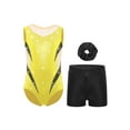 thumbnail image 1 of TTAO Gymnastic Leotard for Girls Rhinestones Sleeveless Ballet Unitard Skating Biketard with Shorts Hairband Set Yellow 12, 1 of 3