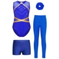 thumbnail image 1 of TTAO Gymnastics Athletic Leotard For Kids Girls With Shorts Leggings And Headband Set Sparkling Ballet Dance Unitard Blue 8, 1 of 5