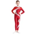 thumbnail image 1 of TTAO Gymnastics Leotard for Girls Long Sleeve Unitard Full Body Catsuit Dance Skating Jumpsuit Bodysuit Red&Burgundy 16, 1 of 7