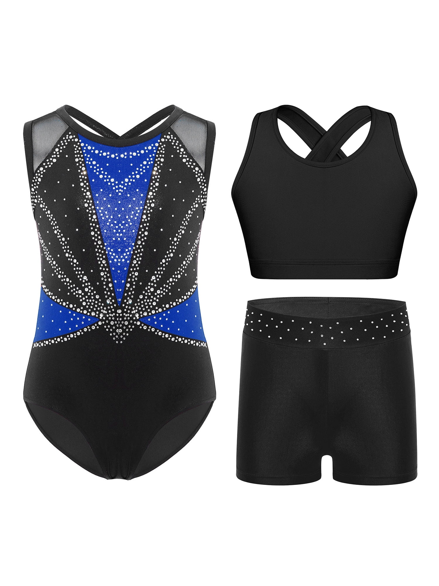 TTAO Gymnastics Leotard for Girls Sleeveless Sparkle Dance Bodysuit ...