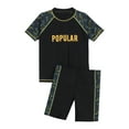 thumbnail image 1 of TTAO Kids Boys Rash Guard Swimsuit Swim Trunks with Tops Set Beach Sports Swimwear Bathing Suit Black 5-6, 1 of 7
