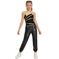 thumbnail image 1 of TTAO Kids Dance Leotard Outfits Girls Sleeveless Dance Unitards Gymnastics Leotard and Harem Pants Set Gold&Black 10, 1 of 5