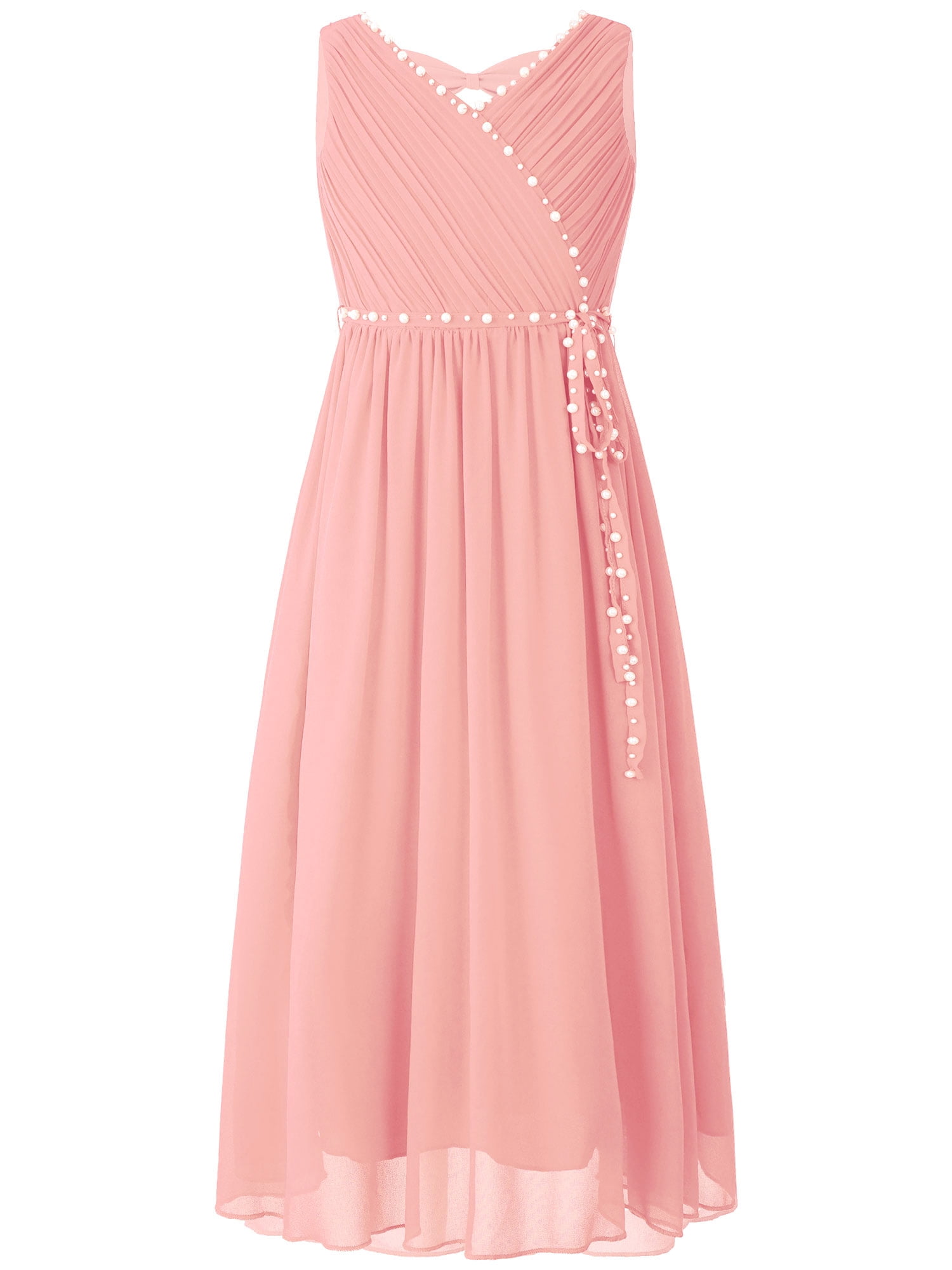 TTAO Kids Flower Girl Maxi Dress VNeck Chiffon Sleeveless Bridesmaid Wedding Party Formal