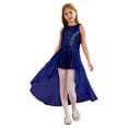 thumbnail image 1 of TTAO Kids Flower Girls Allover Sequins Walk-Through Romper Maxi Dress for Wedding Pageant Party Navy Blue 10, 1 of 7