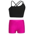 thumbnail image 1 of TTAO Kids Girls 2PCS Dance Gym Clothing Sets Sleeveless Criss Cross Tank Top with Booty Shorts Black&Rose 12, 1 of 7