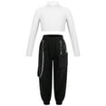 thumbnail image 1 of TTAO Kids Girls Tracksuit Long Sleeve Crop Top with Sweatpants Cargo Pants Set Hip Hop Streetwear Activewear Ivory 14, 1 of 7