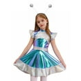 thumbnail image 1 of TTAO Girls Alien Robot Astronaut Outerspace Sets Flying Sleeve A Line Dress with Feeler Silver 8, 1 of 7