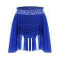 thumbnail image 1 of TTAO Kids Girls Ballet Dance Chiffon Wrap Skirt Pull-On Skirt Ruched Irregular Dance Skirt Performance Dancewear Blue 12, 1 of 7