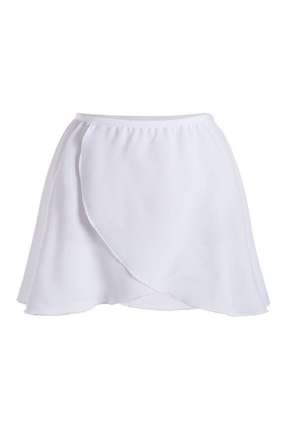 Kids Girls Ballet Tutu Skirt Wrap Over Scarf Chiffon Skirt Lyrical Skating Gymnastics Dancewear White 6-10
