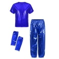 thumbnail image 1 of TTAO Kids Girls Boys Street Jazz Hip Hop Ballet Dance Outfits Shiny Short Sleeve Tops with Harem Pants Gloves Set Royal Blue 13-14, 1 of 3