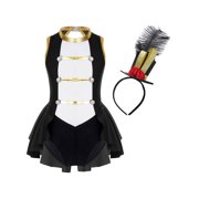 TTAO Kids Girls Circus Ringmaster Cosplay Halloween Carnival Festival Party Outfit Dance Leotard with Black 16