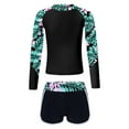 thumbnail image 1 of TTAO Kids Girls Floral Print Swimsuit Long Sleeve Rash Guard Swim Tops with Booty Shorts Swim Set Lily 12, 1 of 5
