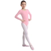 TTAO Kids Girls Gymnastics Leotard Ballet Dance Wear Solid Team Basic Top Shirt Bodysuit Pink 4