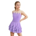 thumbnail image 1 of TTAO Kids Girls Ice Skating Dance Dress Sleeveless Shiny Rhinestone Mesh Patchwork Tiered Ruffled Leotard Light Purple 12, 1 of 5