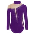 thumbnail image 1 of TTAO Kids Girls Long Sleeve Figure Skating Bodysuit Sparkly Rhinestone Gymnastics Ballet Dance Leotard Dancewear Purple 12, 1 of 5