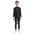 thumbnail image 1 of TTAO Kids Girls Long Sleeve Gymnastics Leotard Full Body Ballet Dance Unitard Shiny Figure Skating Jumpsuit Black 8, 1 of 5