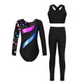 thumbnail image 1 of TTAO Kids Girls Long Sleeve Printed Gymnastics Leotard Jumpsuit Ballet Dance Bodysuit Vest and Skating Tights Leggings Set Star Black 8, 1 of 5