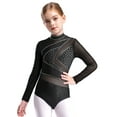 thumbnail image 1 of TTAO Kids Girls Mesh Long Sleeve Gymnastics Figure Skating Leotard Sparkly Rhinestone Ballet Dance Unitards Black 10, 1 of 5