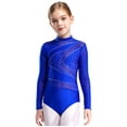 thumbnail image 1 of TTAO Kids Girls Mesh Long Sleeve Gymnastics Figure Skating Leotard Sparkly Rhinestone Ballet Dance Unitards Blue 6, 1 of 7