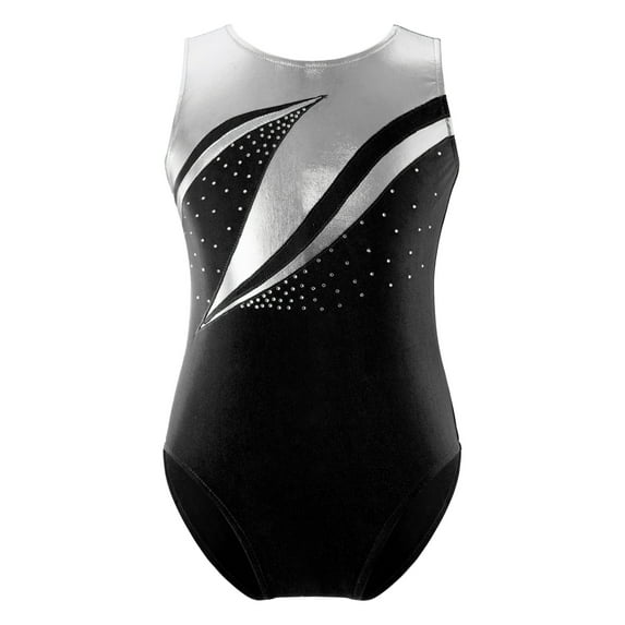 TTAO Kids Girls Metallic Dance Leotard Gymnastic Unitard Biketard Ballet Performance Dancewear Black 6