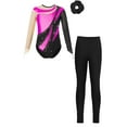 thumbnail image 1 of TTAO Kids Girls Rhinestone Gymnastic Ballet Leotard Dance Unitard Biketard and Leggings Pants Hair Band Set B Hot Pink 6, 1 of 5