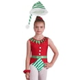 thumbnail image 1 of TTAO Kids Girls Santa Helper Dance Bodysuit Ruffles One Piece Gymnastics Leotard Athletic Jumpsuit with Hat Red 10, 1 of 7