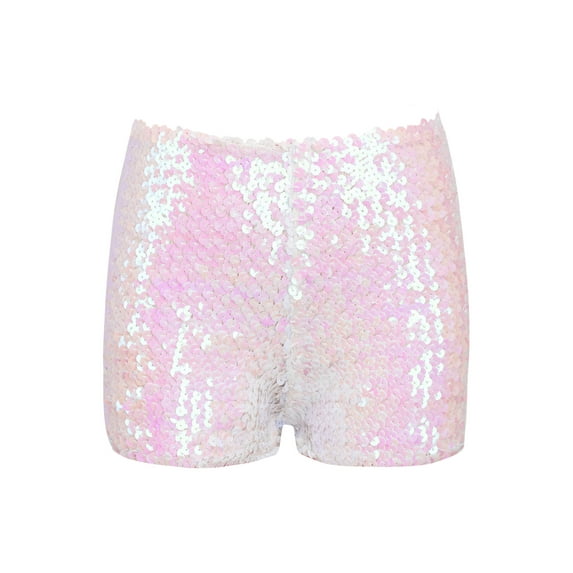TTAO Kids Girls Sequin Jazz Dance Shorts Tumbling Hot Pants Hip Hop Dancewear Performance Costume Colorful 120-140/12