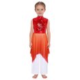 thumbnail image 1 of TTAO Kids Girls Sequin Liturgical Worship Praise Dance Overlay Dress Tunic with Palazzo Pants Set Modern Lyrical Dancewear Red 16, 1 of 5
