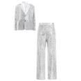 thumbnail image 1 of TTAO Kids Girls Sequin Long Sleeve Blazer Jacket Lapel Suit Hip Hop Modern Street Jazz Disco Party Coat and Pants Silver 16, 1 of 5