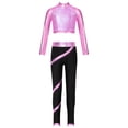 thumbnail image 1 of TTAO Kids Girls Sequin Long Sleeve Jazz Dance Crop Tops Athletic Shirt with Leggings Figure Skating Pants Set Pink 14, 1 of 3