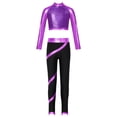 thumbnail image 1 of TTAO Kids Girls Sequin Long Sleeve Jazz Dance Crop Tops Athletic Shirt with Leggings Figure Skating Pants Set Purple 16, 1 of 3