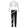 thumbnail image 1 of TTAO Kids Girls Sequin Long Sleeve Jazz Dance Crop Tops Athletic Shirt with Leggings Figure Skating Pants Set Silver 14, 1 of 3