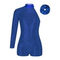 thumbnail image 1 of TTAO Kids Girls Shiny Sparkly One Shoulder Gymnastic Dance Leotards Biketard Short Jumpsuit with Scrunchie Dancewear Blue 10, 1 of 3