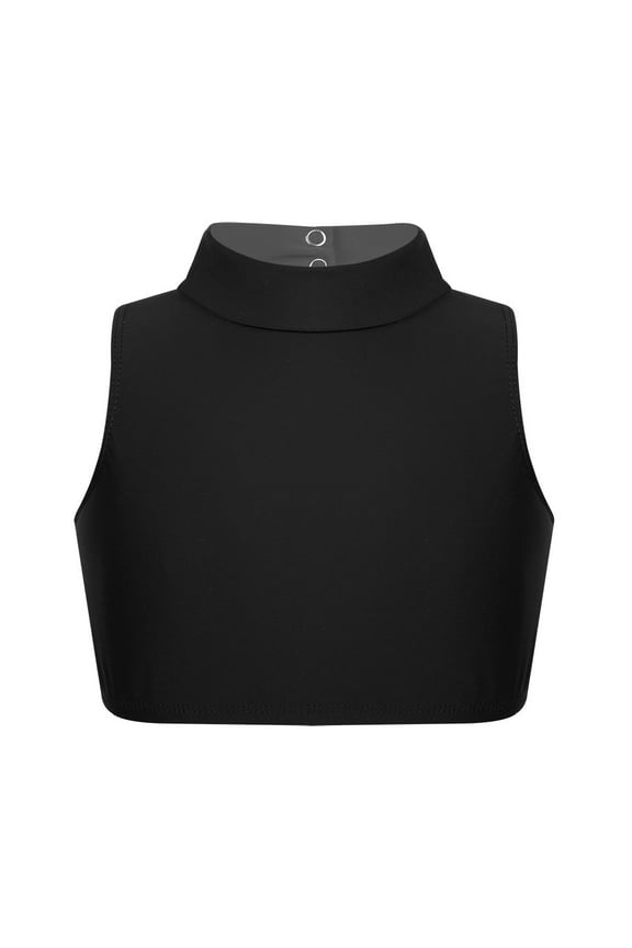 Kids Girls Sleeveless Crop Top Criss Cross Back Tank Vest Ballet Dancewear Sports Yoga Workout Bra Black 14