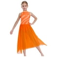 thumbnail image 1 of TTAO Kids Girls Sleeveless Lyrical Dance Dress Sparkly Ballet Skirted Leotard Modern Contemporary Dance Dress Orange 6, 1 of 7