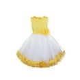 thumbnail image 1 of TTAO Kids Girls Tulle Rose Floral Petals Flower Girl Dress Wedding Bridesmaid Pageant Dress with Bow Tie Sash Yellow 10, 1 of 7