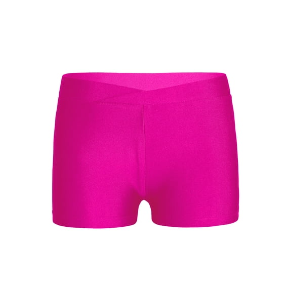 TTAO Kids Girls V-Front Boy Cut Booty Short Low Rise Athletic Gymnastic Dance Sports Shorts Rose 9-10