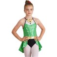 thumbnail image 1 of TTAO Kids Sparkle Ballet Leotard Sleeveless Dance Bodysuit Girls Christmas Gymnastics Jumpsuit Sequin Latin Dress Green 14, 1 of 6