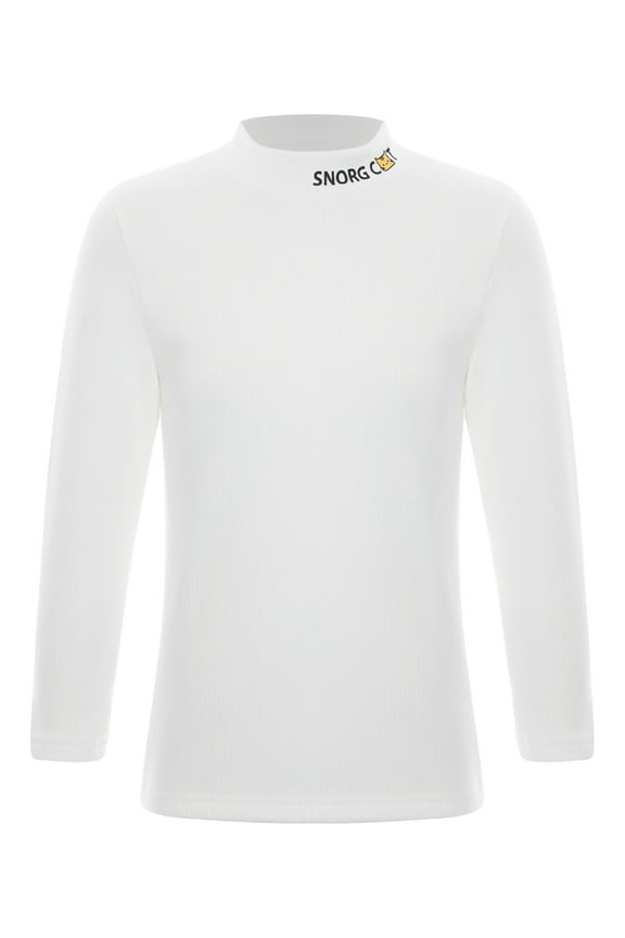Little Boys Girls Fleece Lined Undershirts Unisex Long Sleeve Thermal Tops Winter Underwear Loungewear White 11-12