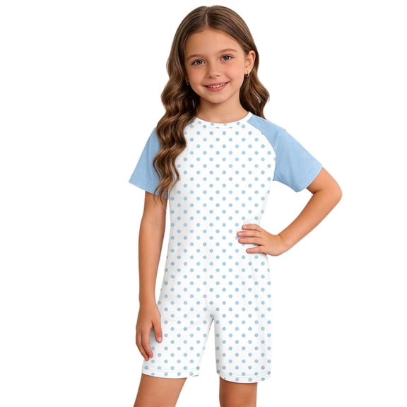 TTAO Special Needs Adaptive Clothing For Kids Autism Printed Short Sleeve Anti-strip Jumpsuit Sensory Friendly Clothes Light Blue 6