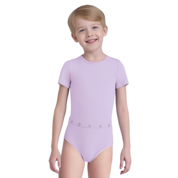 TTAO Special Needs Adaptive Clothing for Kids Boys Girls Short Sleeve Zip Back Jumpsuit Anti-strip Romper with Tube Access Lavender 16