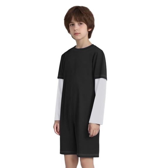 TTAO Special Needs Adaptive Clothing for Kids Easy Dressing Anti-Strip Romper Girls Boys Long Sleeve Jumpsuit Black White 8