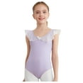 thumbnail image 1 of TTAO Toddler Girls Gymnastics Dance Outfits with Tulle Skirt Sleeveless Sequins Ruffled Ballet Leotard Lavender Leotard 5-6, 1 of 7