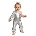 thumbnail image 1 of TTAO Toddler Girls Holographic Full Body Suit Disco Outfit Metallic Hippie Jumpsuit Sparkly Flare Pants Romper Silver 3-4, 1 of 7