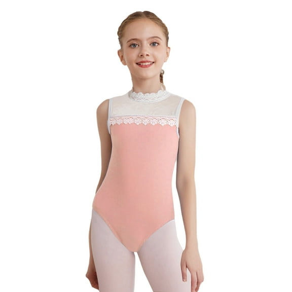 TTAO Toddler Girls Sleeveless Bodysuit Tumbling Biketards Dance Unitard Gymnastics Ballet Leotard Pink 3-4