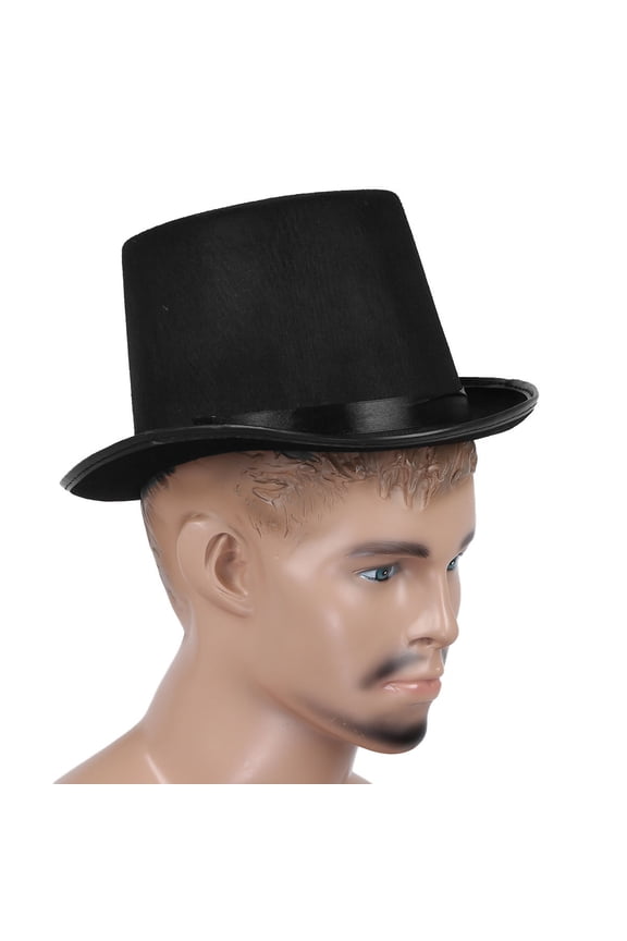 Unisex Kids/Adults Felt Top Hat Magician Ringmaster Black Caps Fancy Dress Up Party Photography Props Accessories Black Adults One Size
