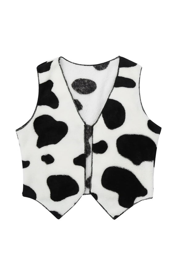 Western Cowboy Cowgirl Vest Open-Front Cardigan Waistcoat Jacket Halloween Cosplay Costume Black&White 14
