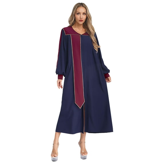 TTAO Women Church Robe School Graduation Gown Choir Minister Clergy Pulpit Long Maxi Dress Judge Robes Navy Blue L